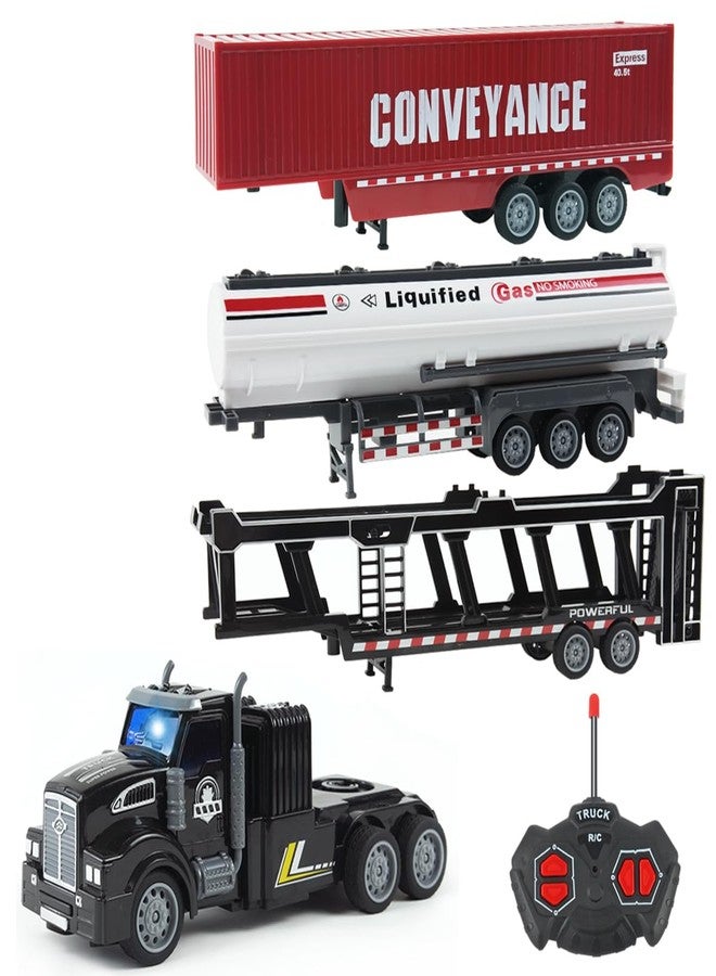 CALEST Remote Control Truck, 14" 1:48 mini Truck Toy, equipped with 2 Rechargeable Batteries, Semi-Trailers include Car Carriers, Tank Trucks and Container Trucks,Gifts Ideas for Boys Age 3-8 Year Old - Image 2